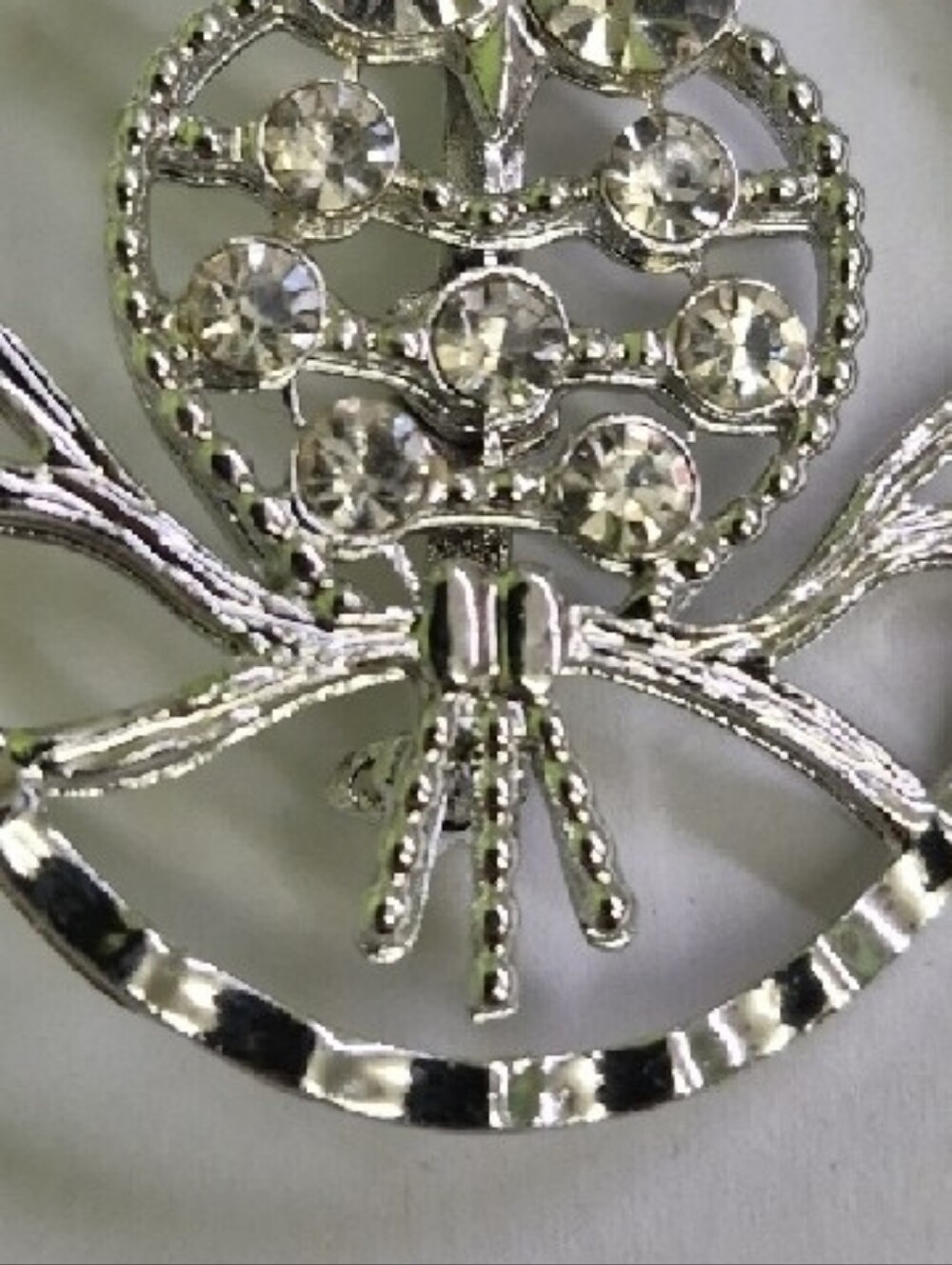 Silver Crystal Owl Brooch Oval Pin - Elegant Women's Jewelry - Picture 3 of 6